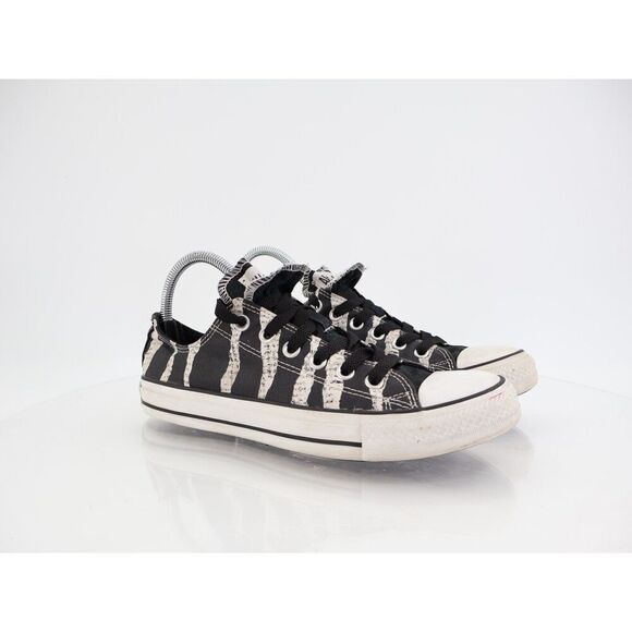 Converse Zebra Stripes Sneakers Womens Size 9 Black White Lace Up Shoes - Picture 1 of 10